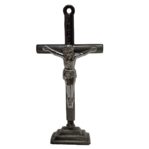 Jesus Crucifix comes in a Flat Base for Easy Sticking | Black color & Jesus in Silver color combination | Preinstalled Double Tape | It can be installed on office space, commercial Space