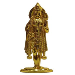 Lord Murugan in Standing Pose on a Oval Shape Base | Detailed Design Idol | Can Be used in Pooja /Office and Commercial Space - Full Gold color