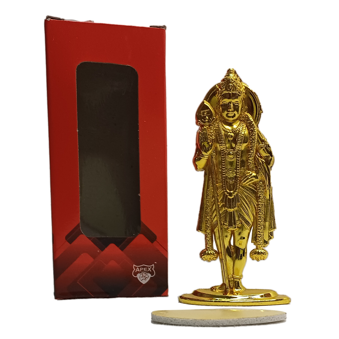 Lord Murugan in Standing Pose on a Oval Shape Base | Detailed Design Idol | Can Be used in Pooja /Office and Commercial Space - Full Gold color - Image 3
