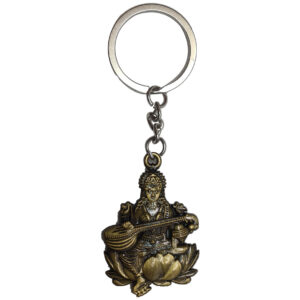 New Keychain of Saraswathi With Detailed Design Made of Metal | Dual side View | Compact and Pocket Friendly